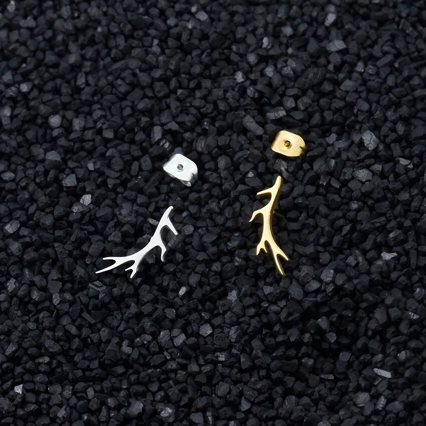 Minimalist Tree Branch Stud Earrings Gold Color