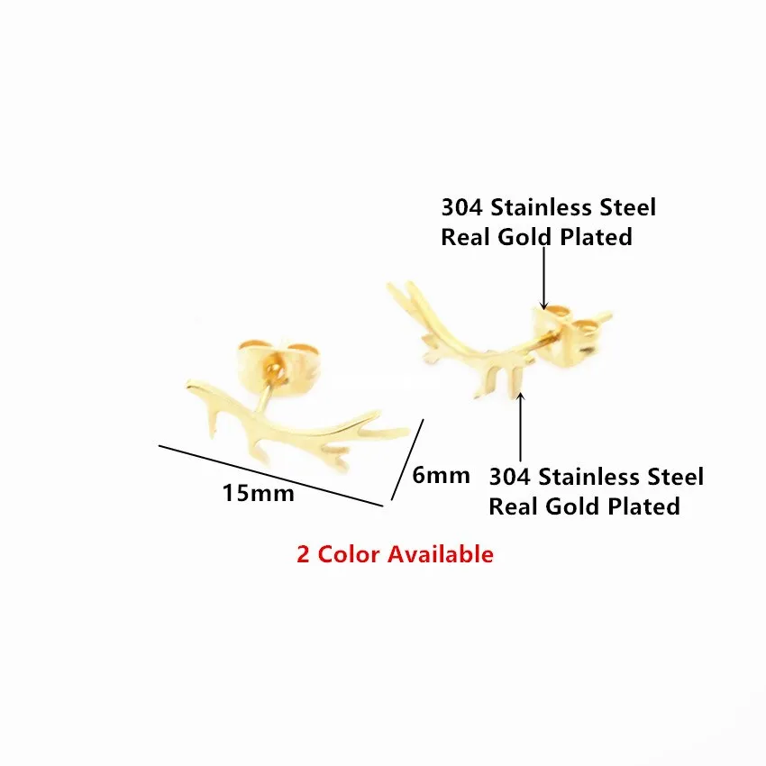Minimalist Tree Branch Stud Earrings Gold Color