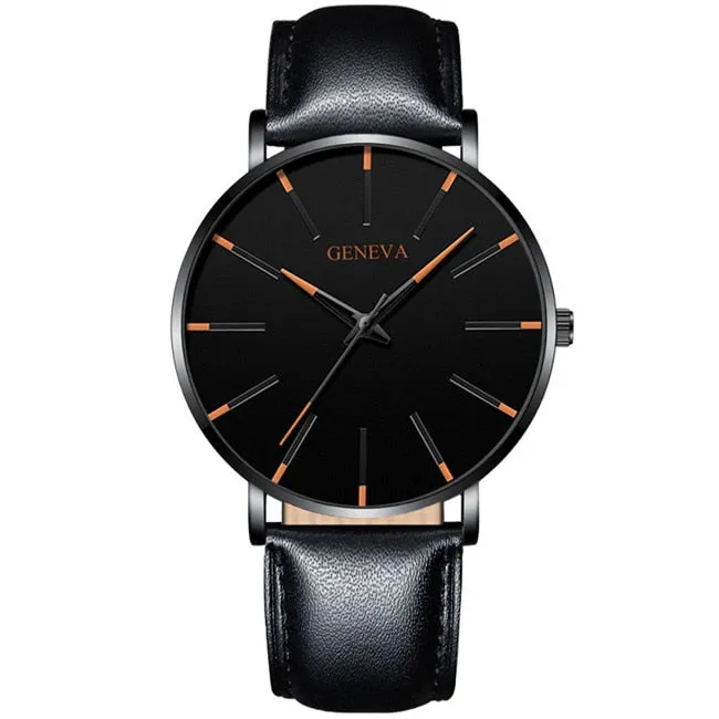 Minimalist Ultra Thin Watches Mens Fashion Stainless Steel Mesh Belt
