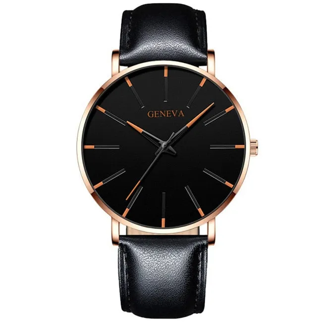 Minimalist Ultra Thin Watches Mens Fashion Stainless Steel Mesh Belt