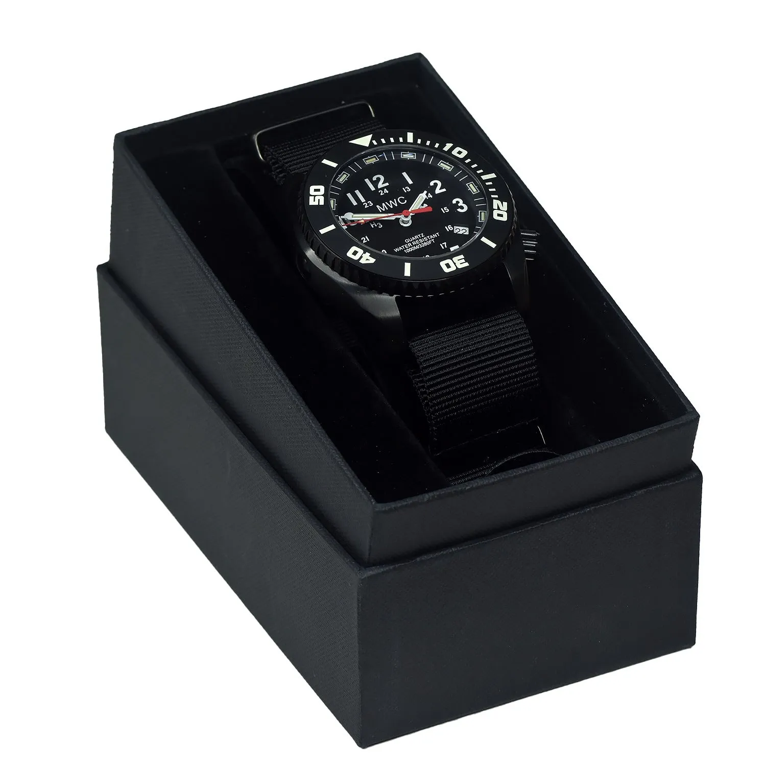 MWC "Depthmaster" 100atm / 3,280ft / 1000m Water Resistant Military Divers Watch in PVD Stainless Steel Case with GTLS and Helium Valve (Swiss Ronda 715li Movement)