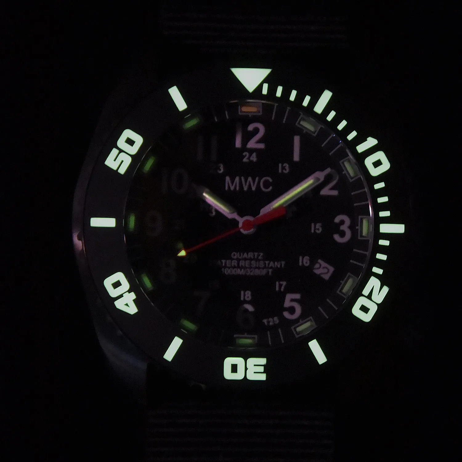 MWC "Depthmaster" 100atm / 3,280ft / 1000m Water Resistant Military Divers Watch in PVD Stainless Steel Case with GTLS and Helium Valve (Swiss Ronda 715li Movement)