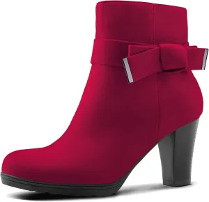 mysoft Women's Booties with Heel, Chunky Stacked Heel Zipper Ankle Boots for Ladies