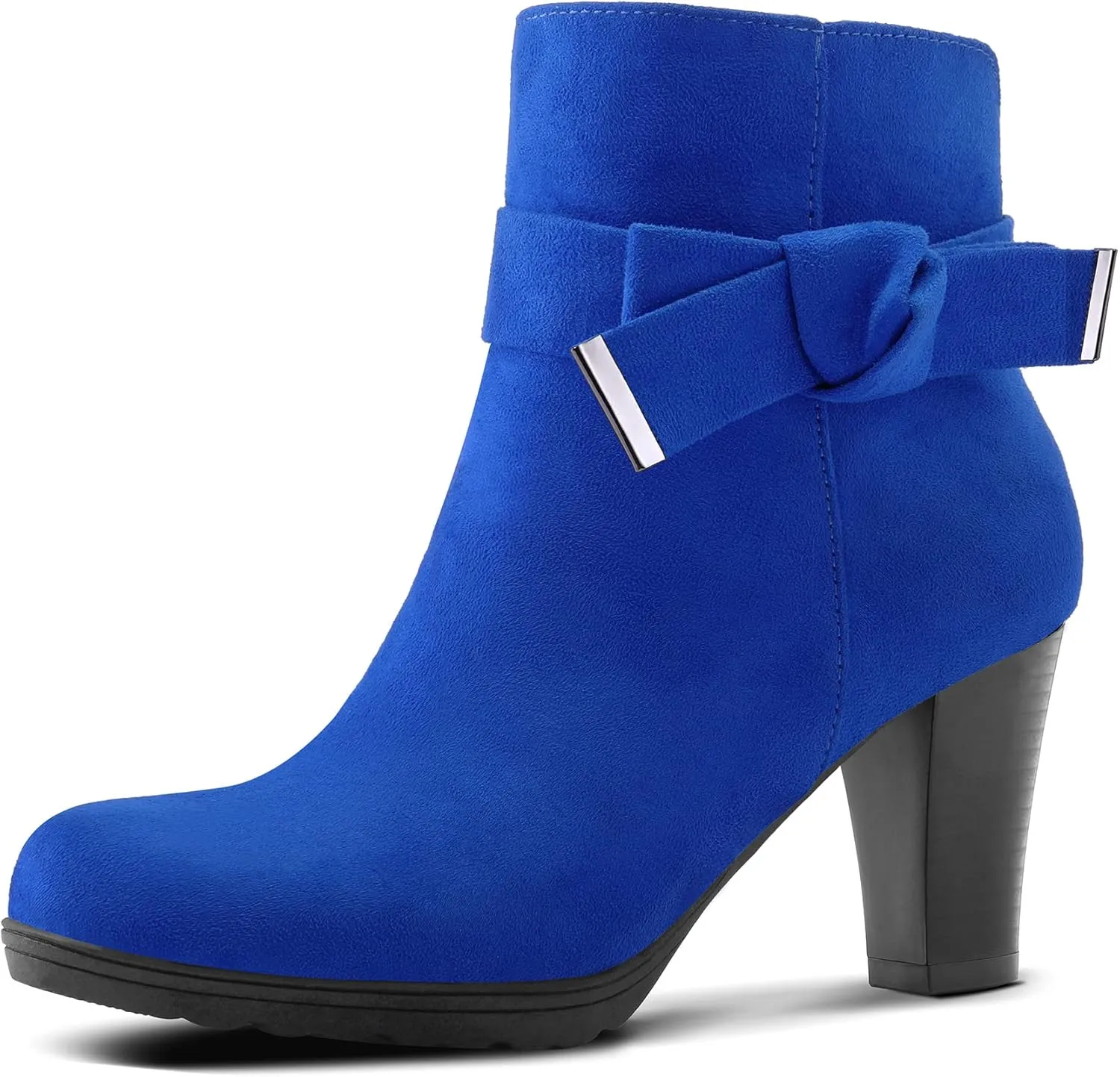 mysoft Women's Booties with Heel, Chunky Stacked Heel Zipper Ankle Boots for Ladies