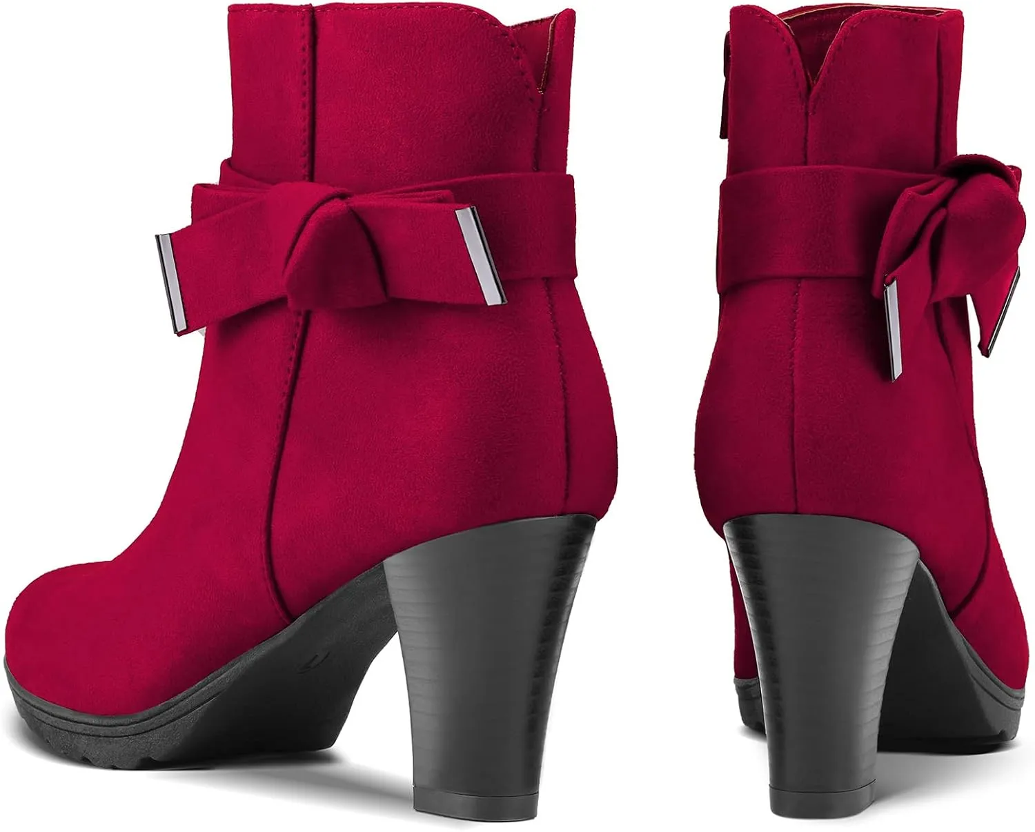 mysoft Women's Booties with Heel, Chunky Stacked Heel Zipper Ankle Boots for Ladies