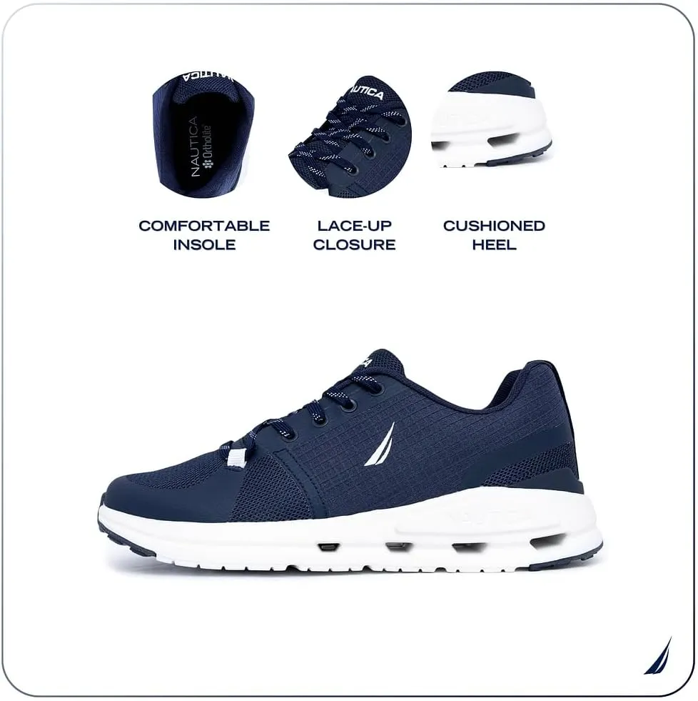 Nautica Mens Running Sneakers Sport Fashion Lace-Up Athletic Soft Shoes for Gym Tennis Men  Cushioned, Breathable, Lightweight & Comfortable
