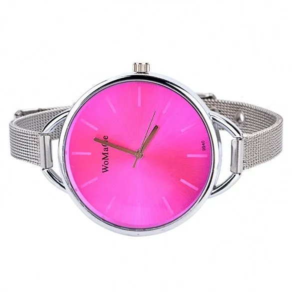 New Fashion Women's Casual Minimalist Stainless Steel Strap Wrist Watch
