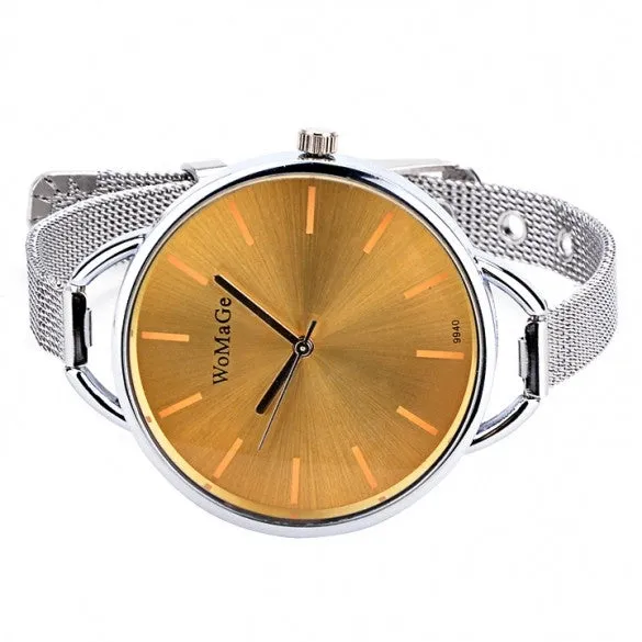 New Fashion Women's Casual Minimalist Stainless Steel Strap Wrist Watch