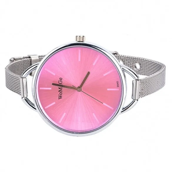New Fashion Women's Casual Minimalist Stainless Steel Strap Wrist Watch