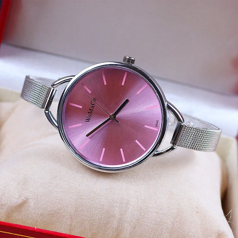 New Fashion Women's Casual Minimalist Stainless Steel Strap Wrist Watch