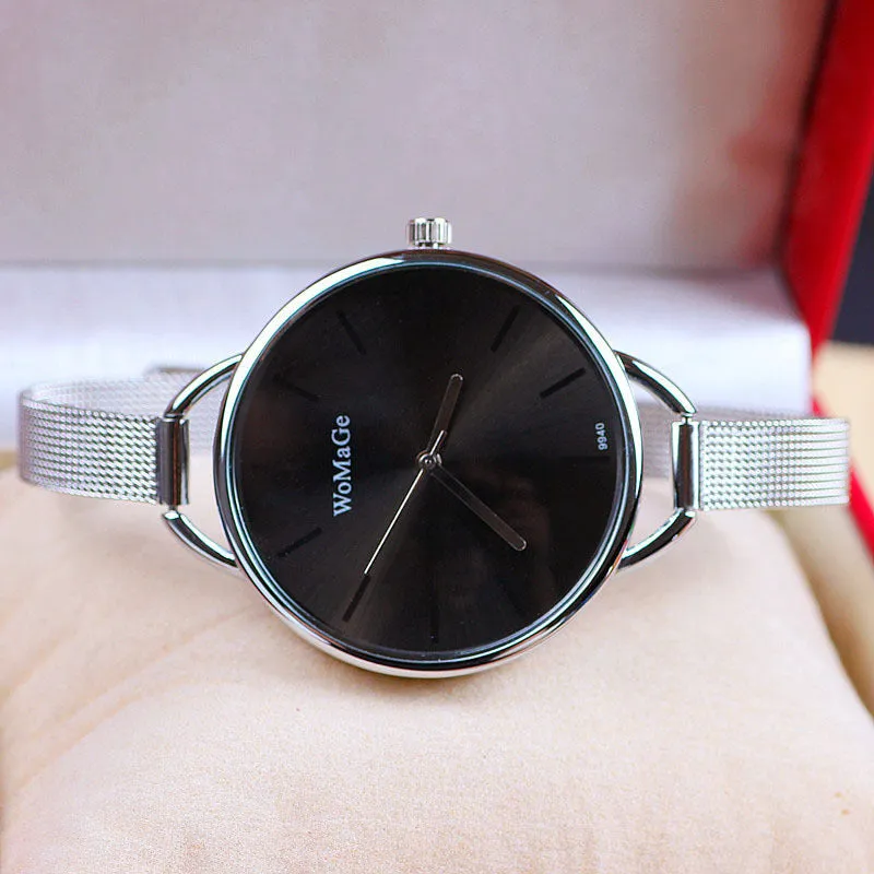 New Fashion Women's Casual Minimalist Stainless Steel Strap Wrist Watch