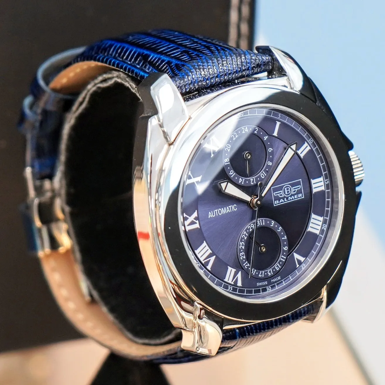 NOS BALMER Automatic 21 Jewels Watch 4449-81 24-Hour Dial Swiss Wristwatch - ALL Original Box & Papers