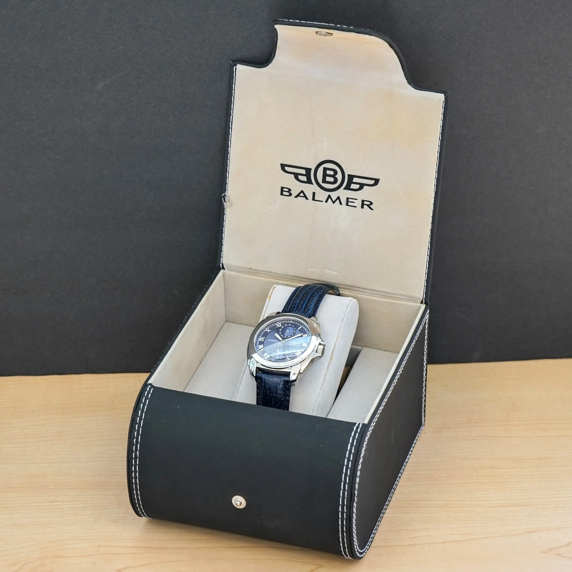 NOS BALMER Automatic 21 Jewels Watch 4449-81 24-Hour Dial Swiss Wristwatch - ALL Original Box & Papers