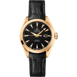 Omega Seamaster Aqua Terra 150M 34 mm, yellow gold on leather strap