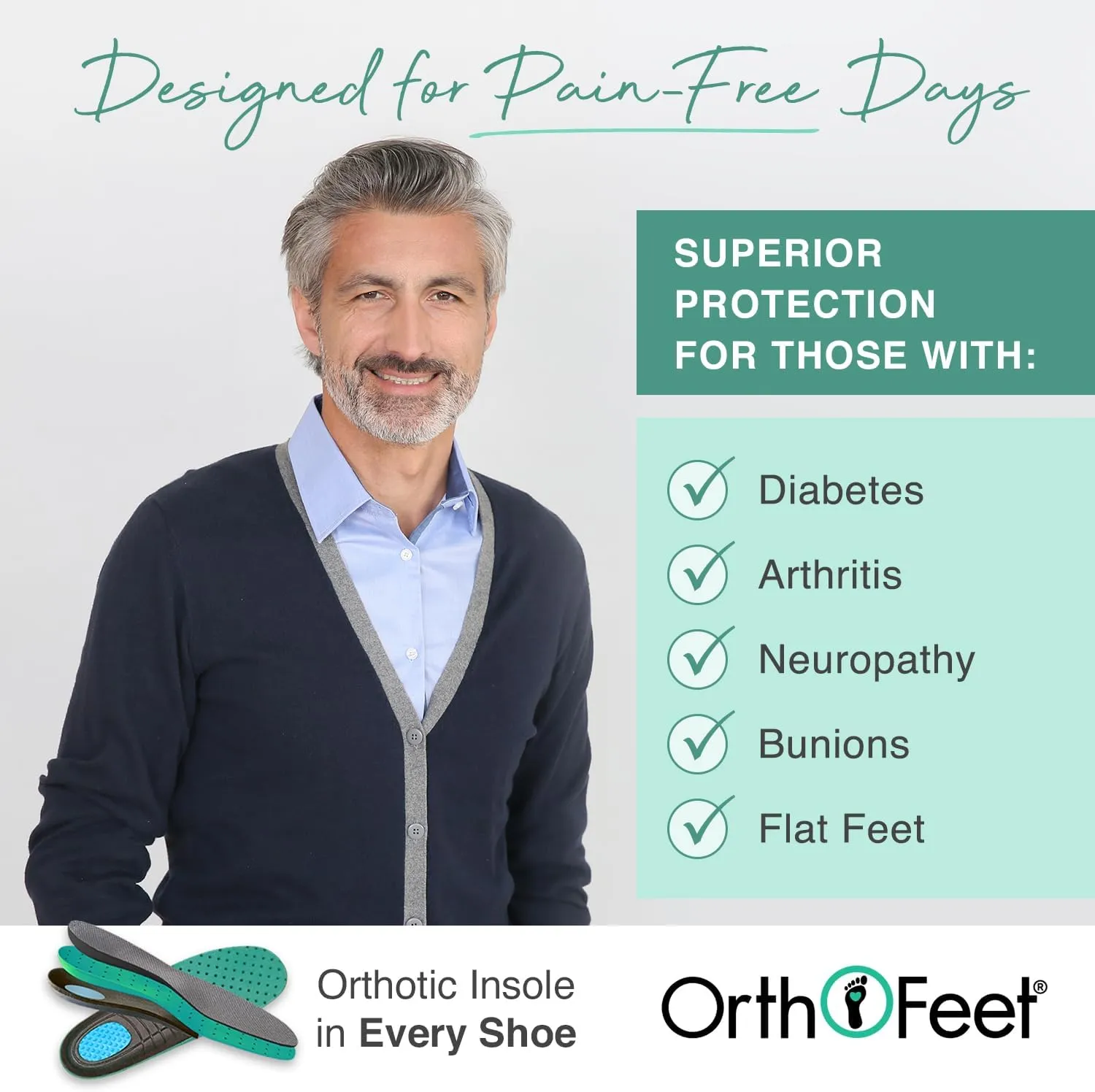 Orthofeet Men's Orthopedic Black Leather Pierre Hands-Free Casual Shoe