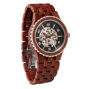 Premium Men's Automatic Rosewood Watches Red