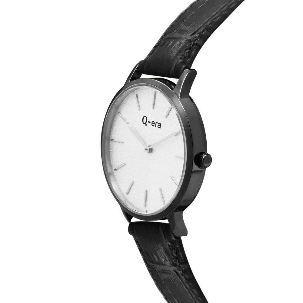 Q-era Black Leather Women's Watch - QV2801-24