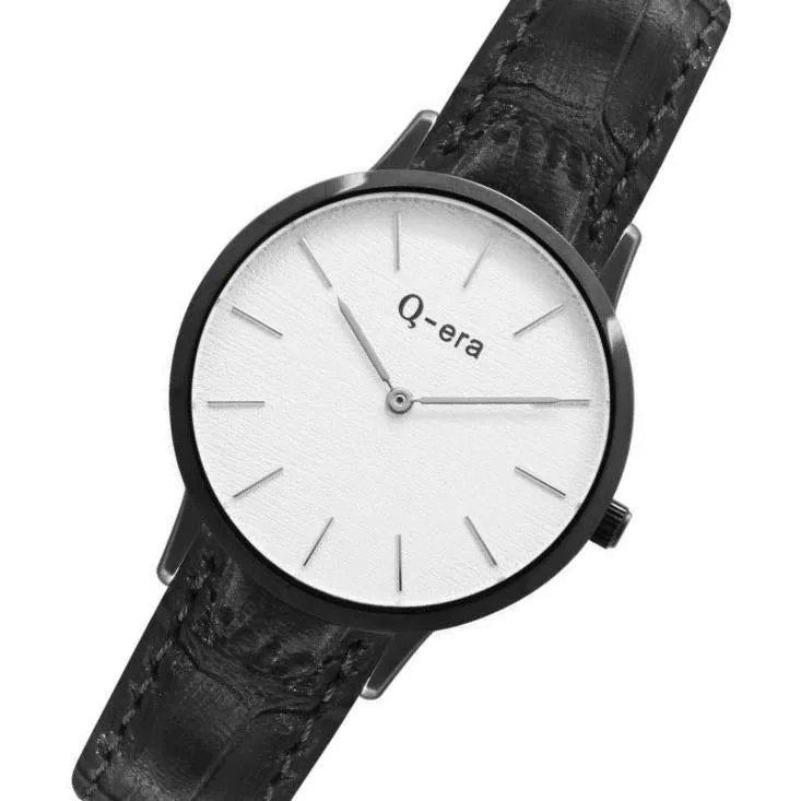 Q-era Black Leather Women's Watch - QV2801-24