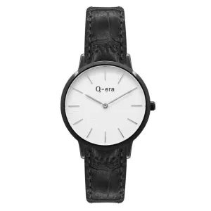 Q-era Black Leather Women's Watch - QV2801-24