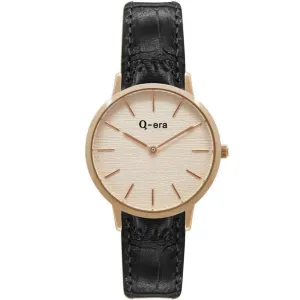 Q-era Black Leather Women's Watch - QV2801-28