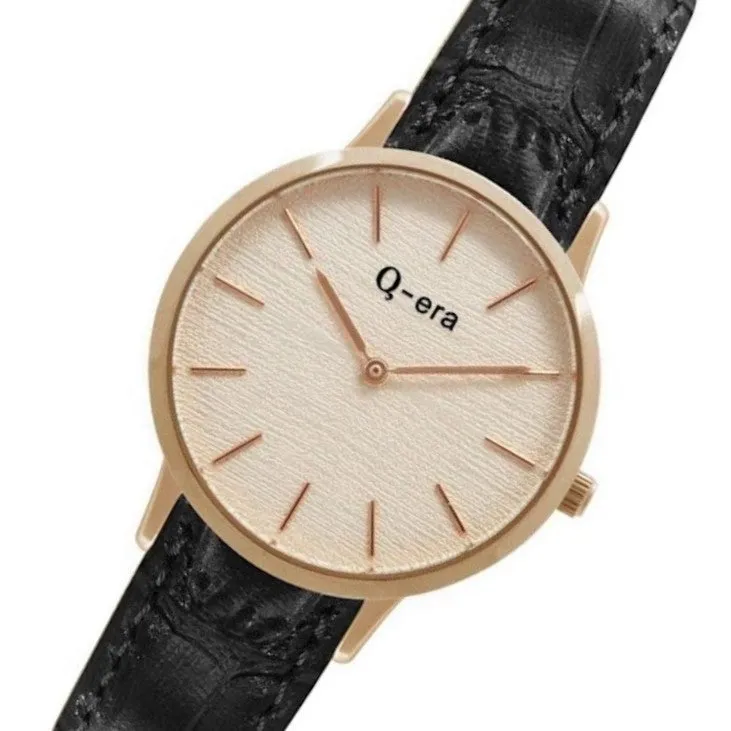 Q-era Black Leather Women's Watch - QV2801-28