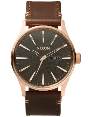 Sentry Leather Rose Gold/Gunmetal/Brown Watch