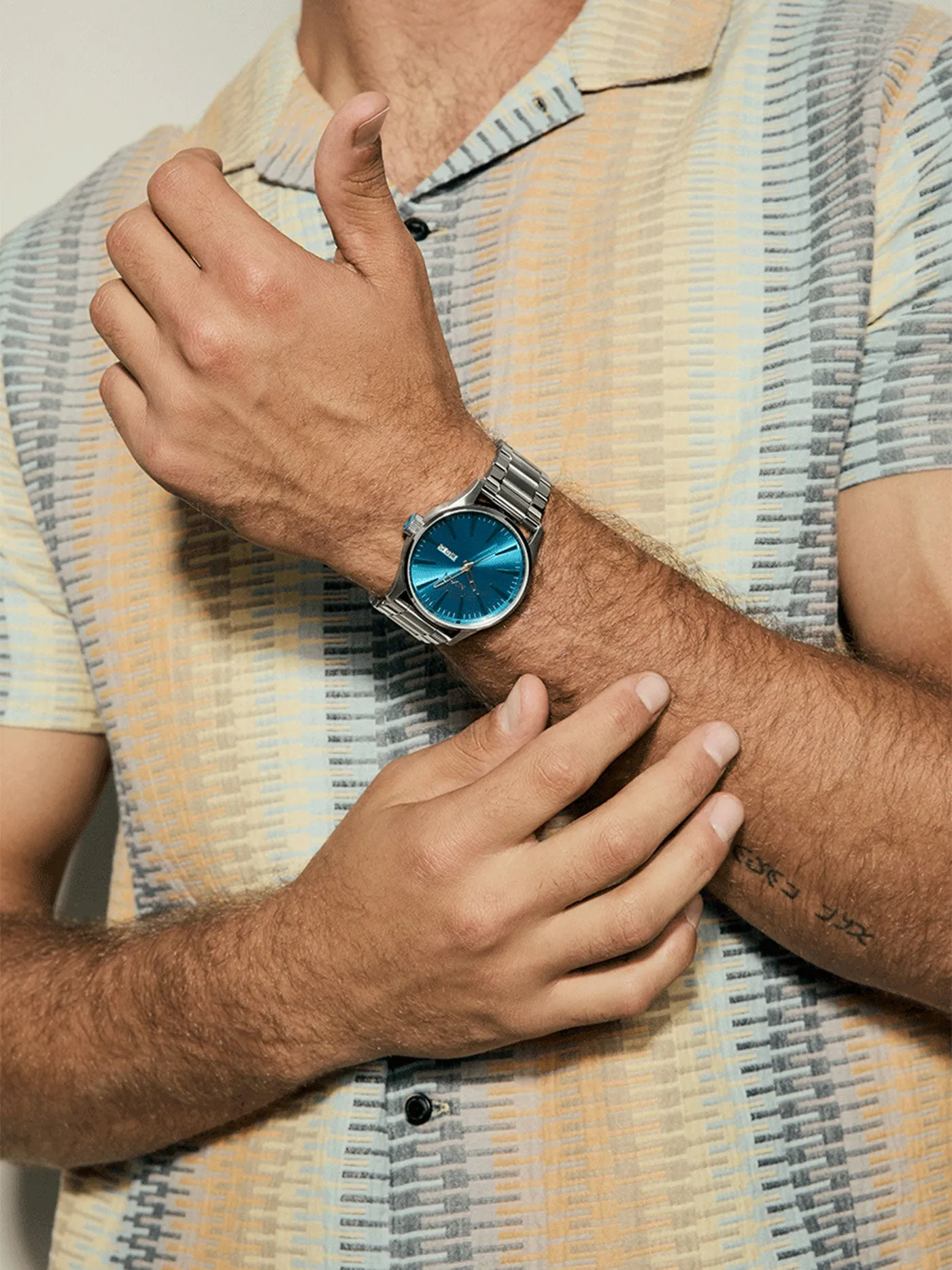 Sentry Stainless Steel Silver/Byron Blue Ombre Watch