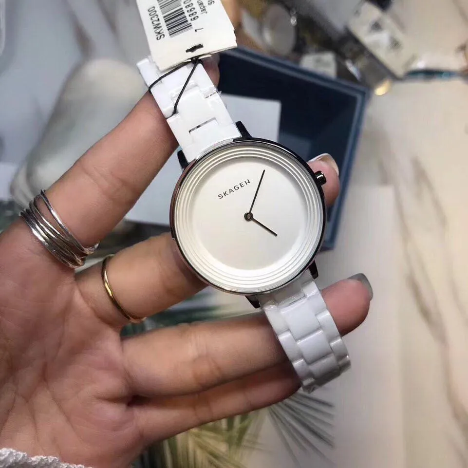 Skagen Ditte White Ceramic Bracelet Ladies Watch SKW2300