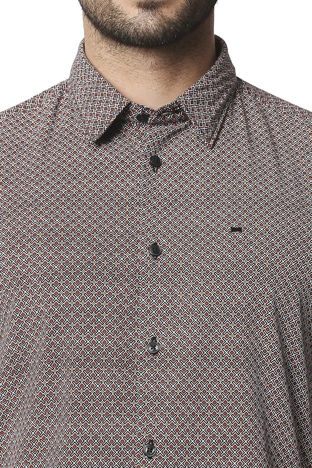 Slim Fit Cotton Viscose Printed Halfsleeves Shirt