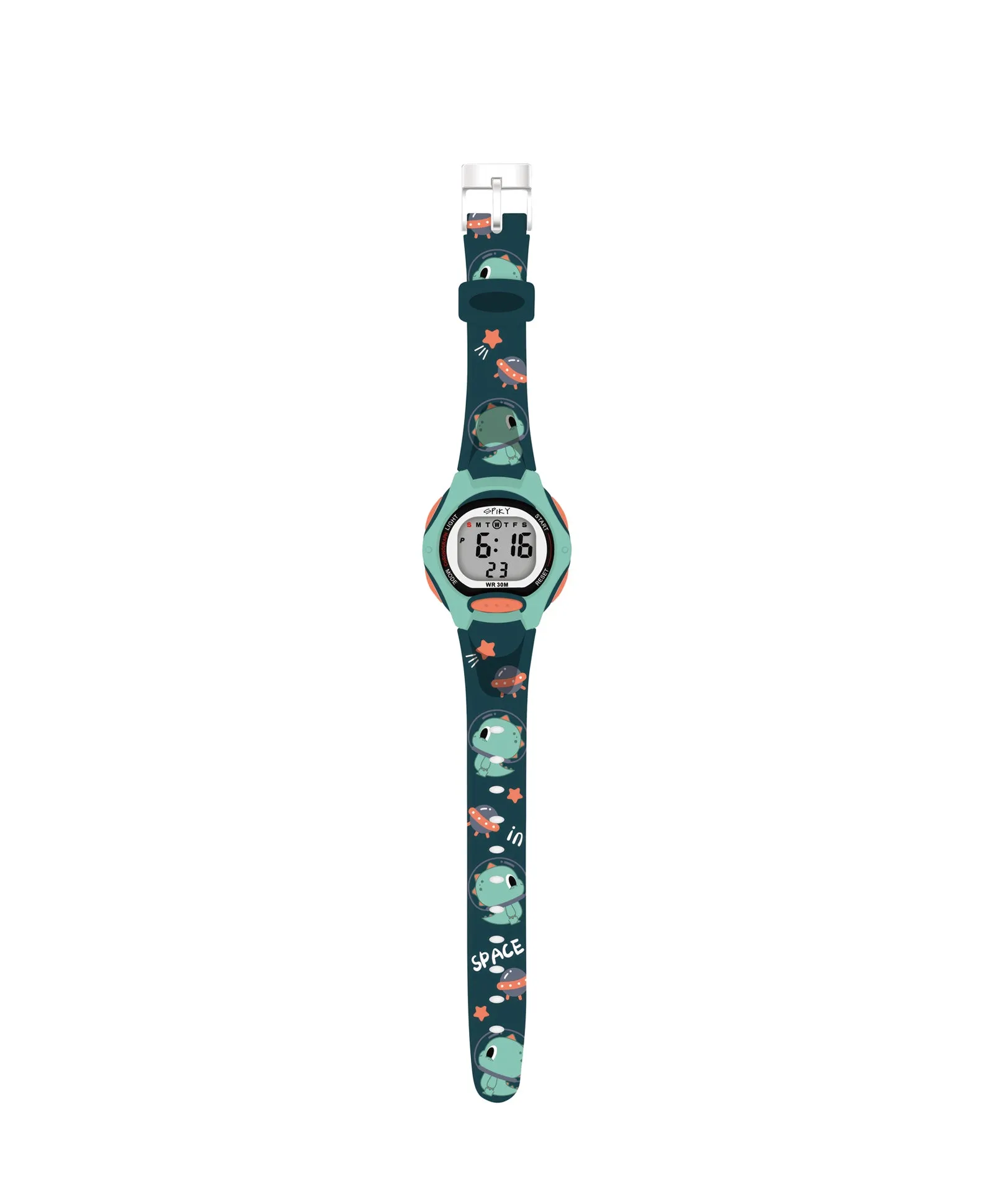 Spiky Eva18 Printed Strap Round Sports Digital Watch - Green