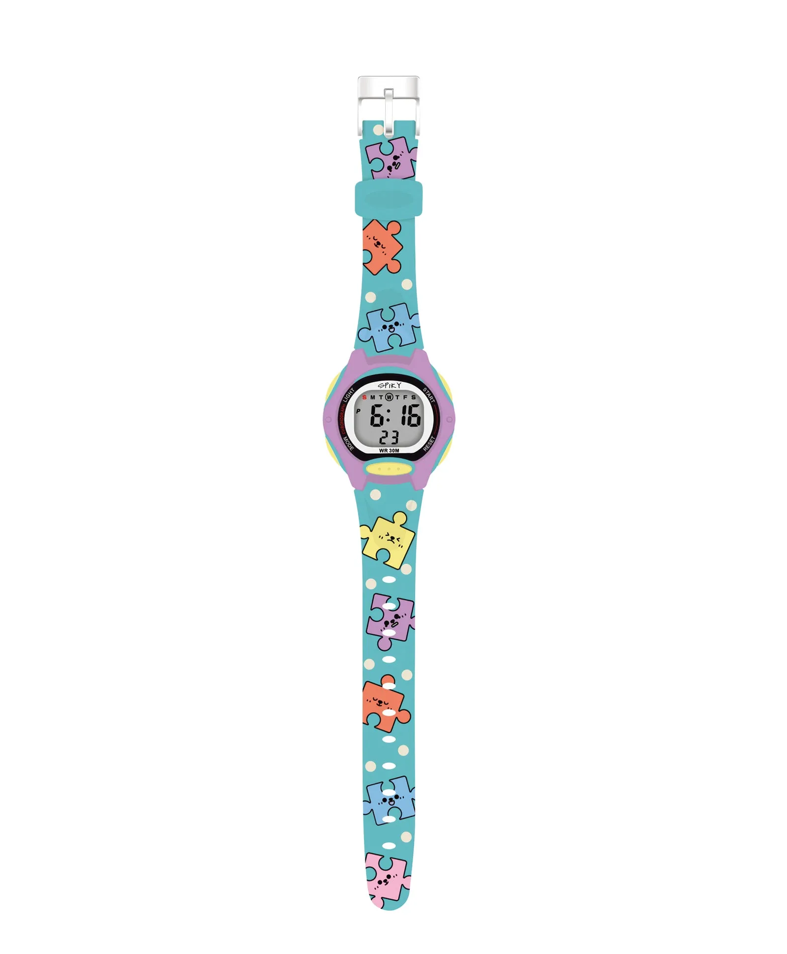 Spiky Eva18 Printed Strap Round Sports Digital Watch - Green