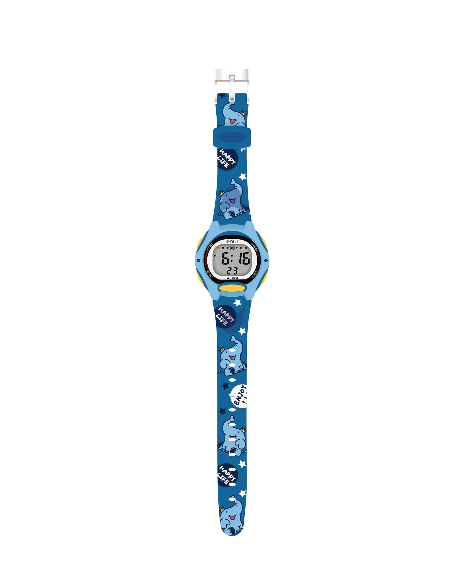 Spiky Eva18 Printed Strap Round Sports Digital Watch - Green