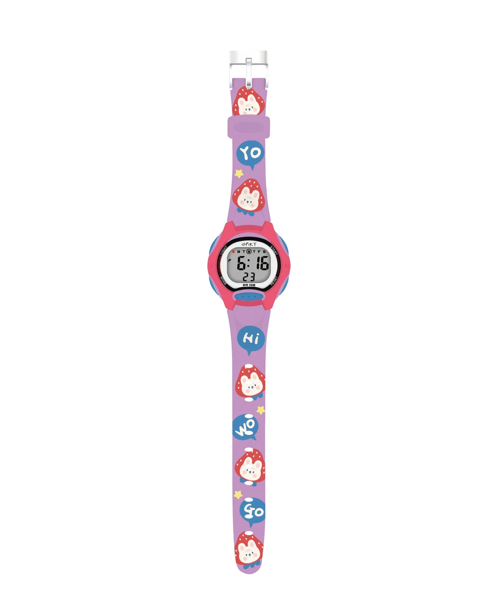 Spiky Eva18 Printed Strap Round Sports Digital Watch - Green