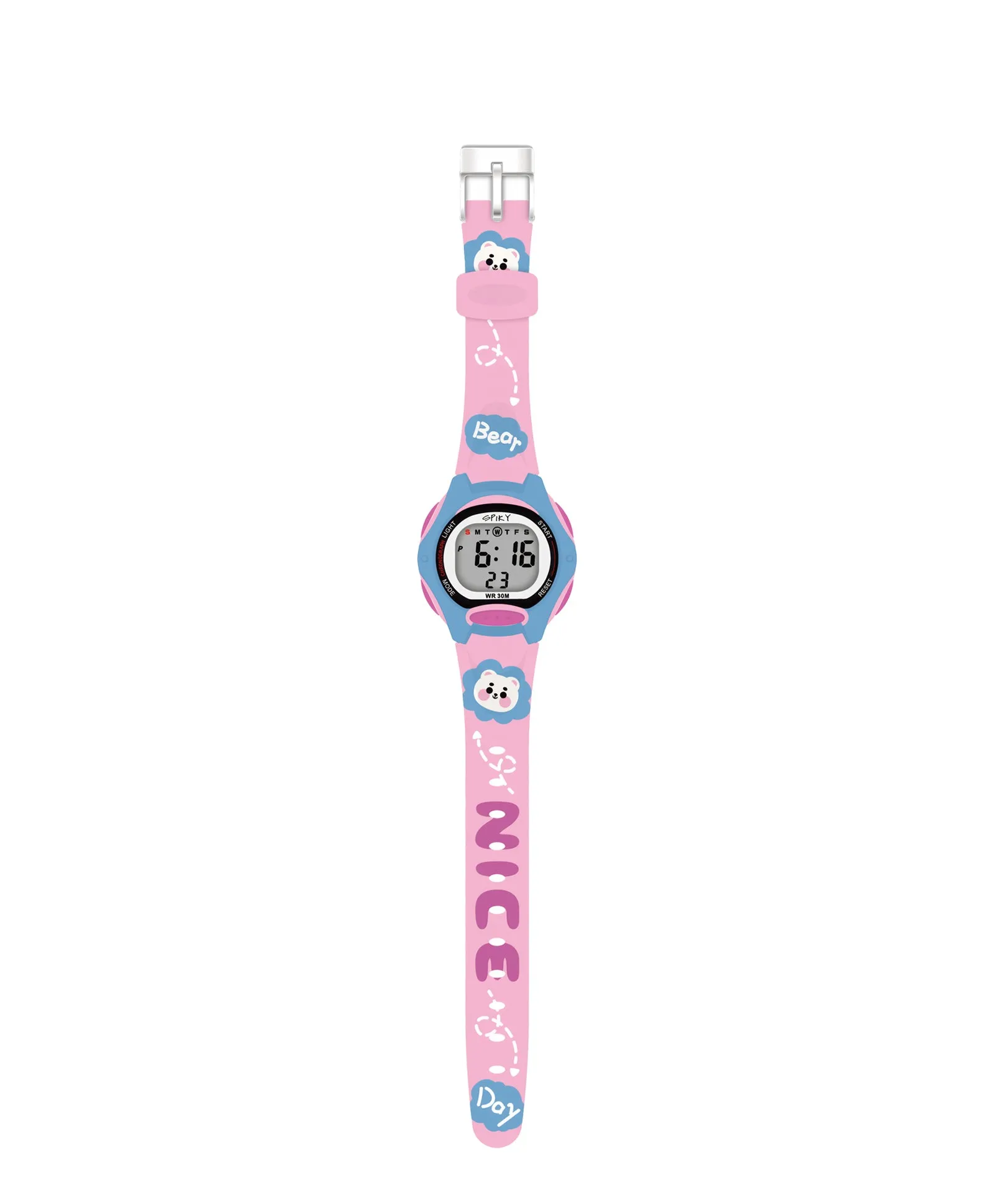 Spiky Eva18 Printed Strap Round Sports Digital Watch - Green