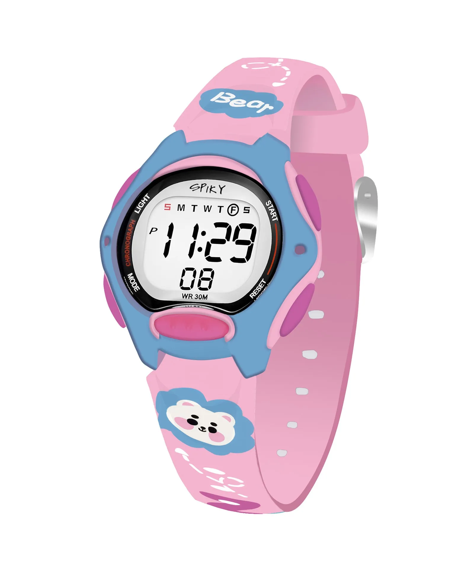 Spiky Eva18 Printed Strap Round Sports Digital Watch - Green