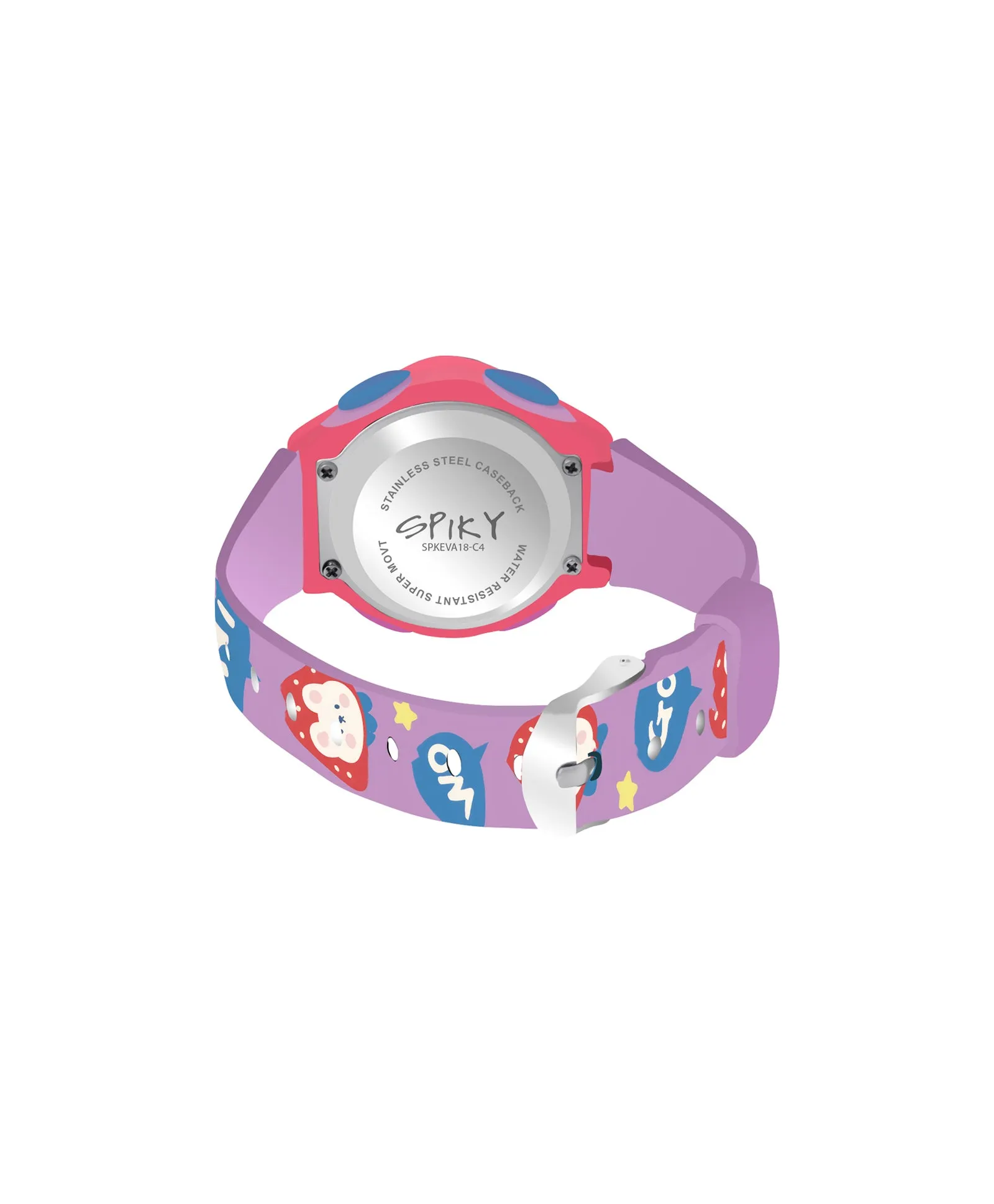 Spiky Eva18 Printed Strap Round Sports Digital Watch - Green