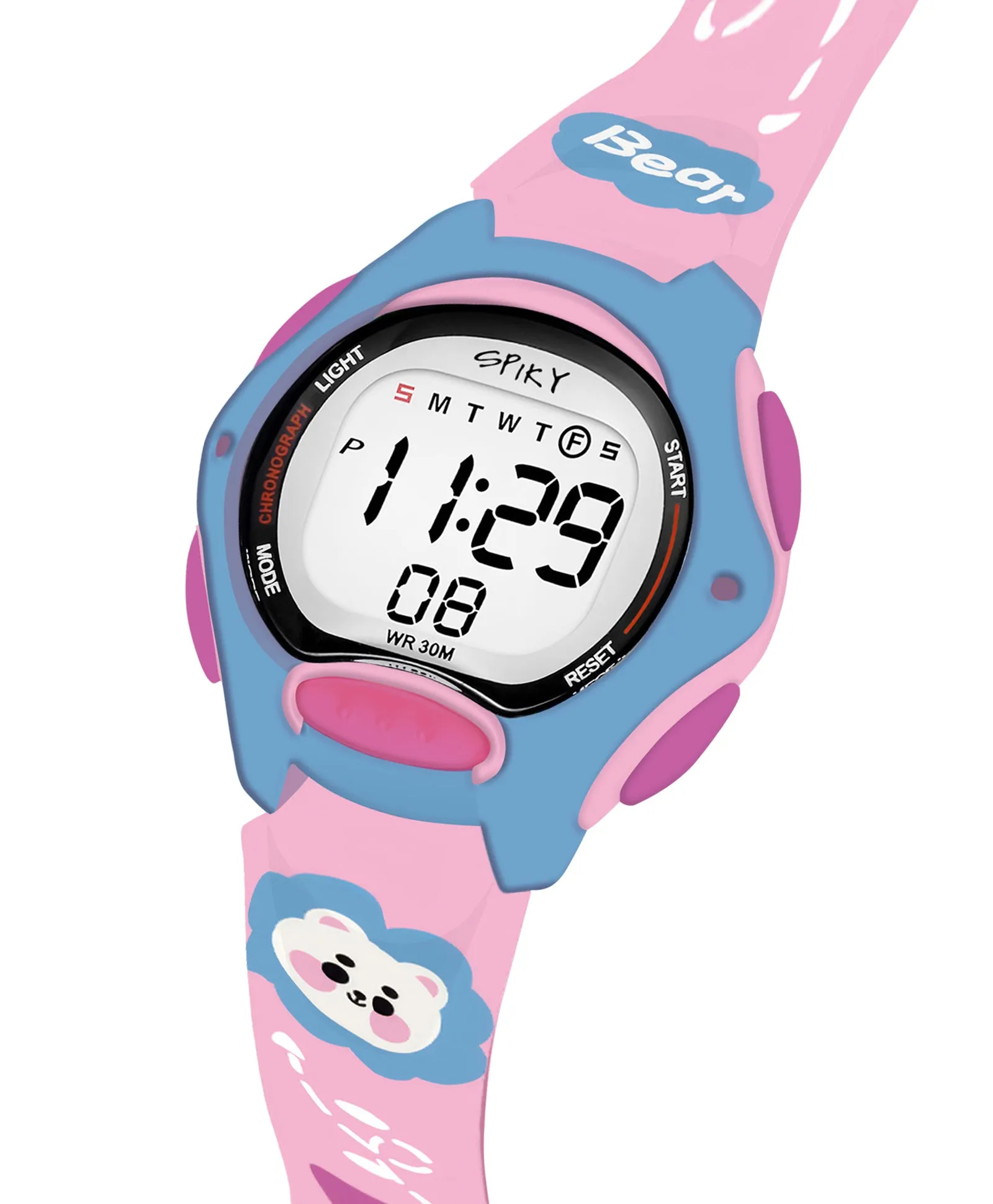 Spiky Eva18 Printed Strap Round Sports Digital Watch - Green