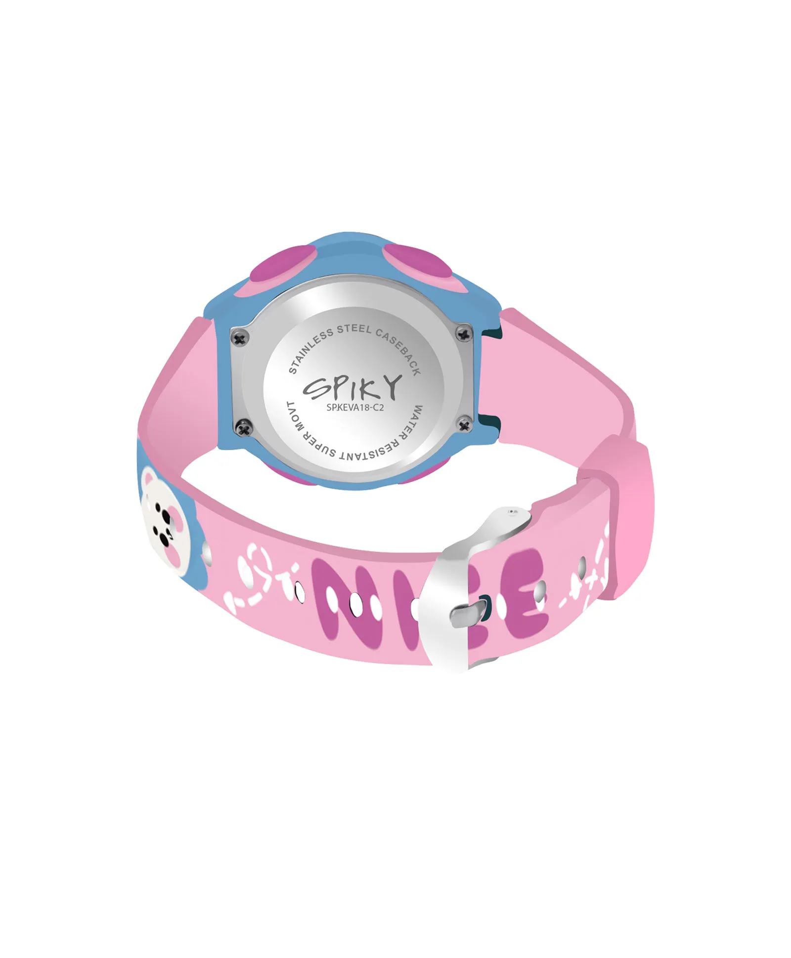Spiky Eva18 Printed Strap Round Sports Digital Watch - Green