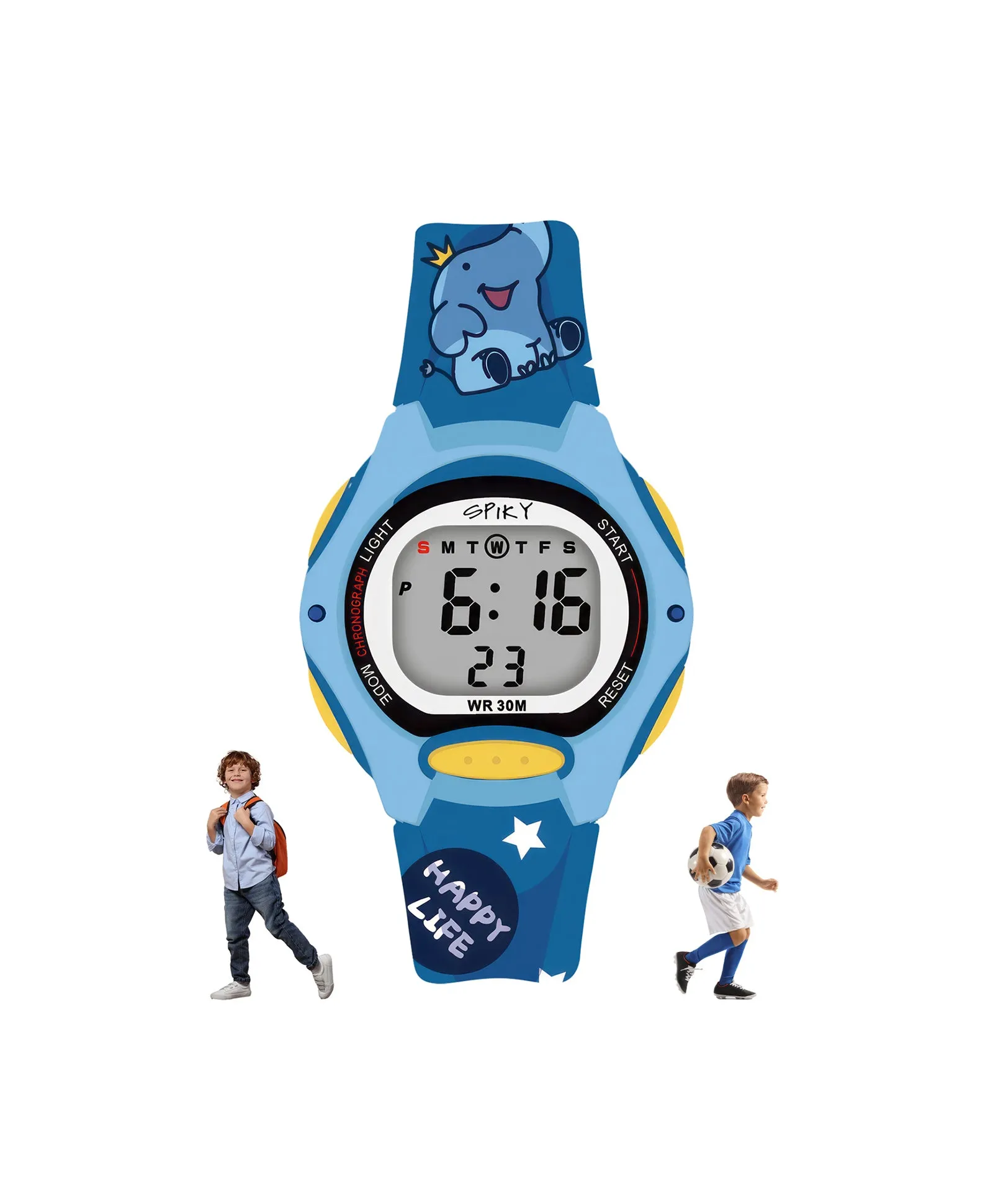 Spiky Eva18 Printed Strap Round Sports Digital Watch - Green