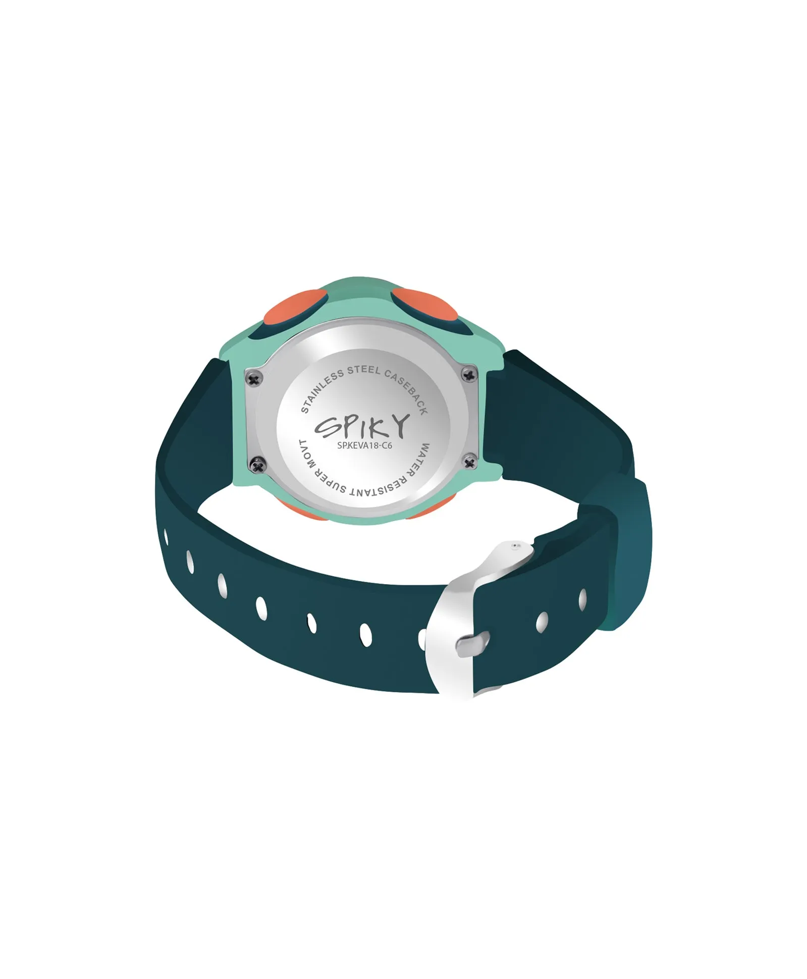 Spiky Eva18 Printed Strap Round Sports Digital Watch - Green