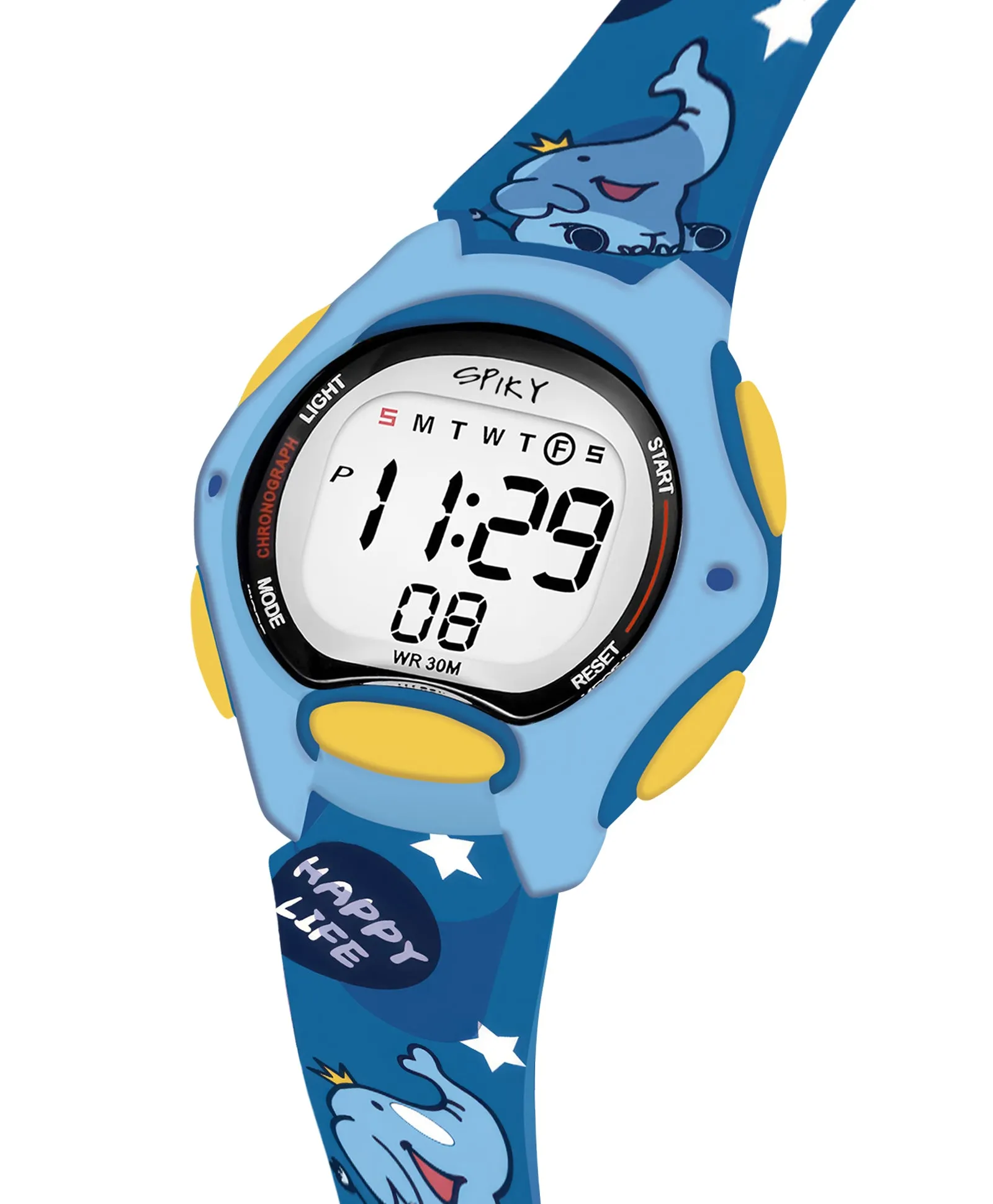 Spiky Eva18 Printed Strap Round Sports Digital Watch - Green