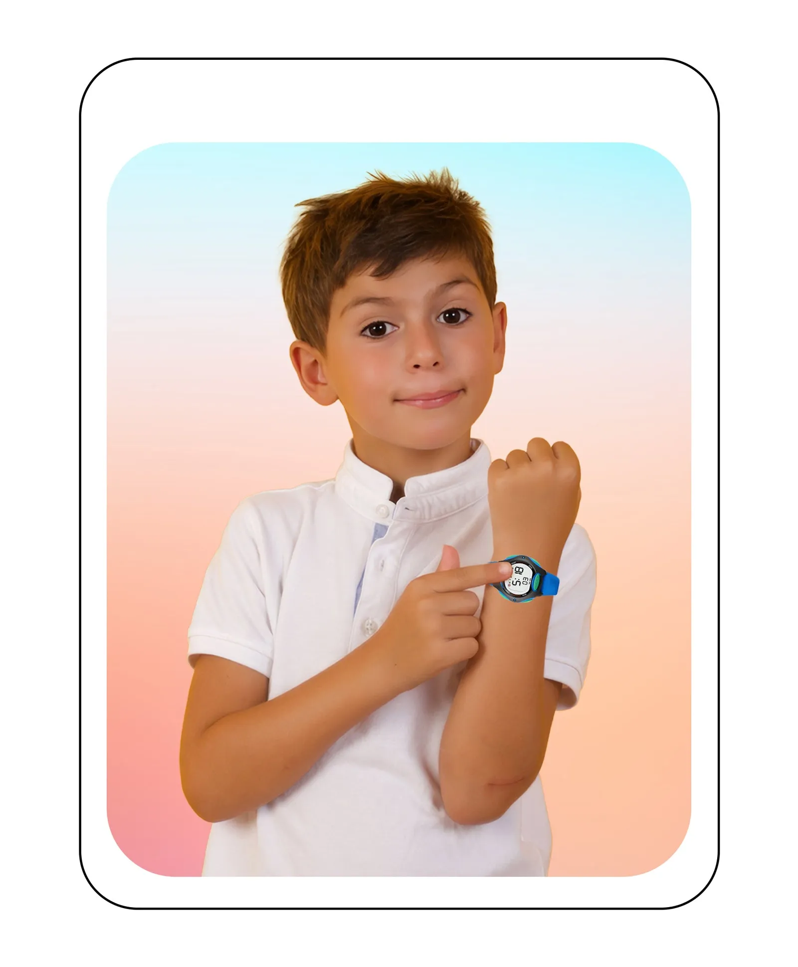 Spiky Round Digital Kids Sports Watch - Blue