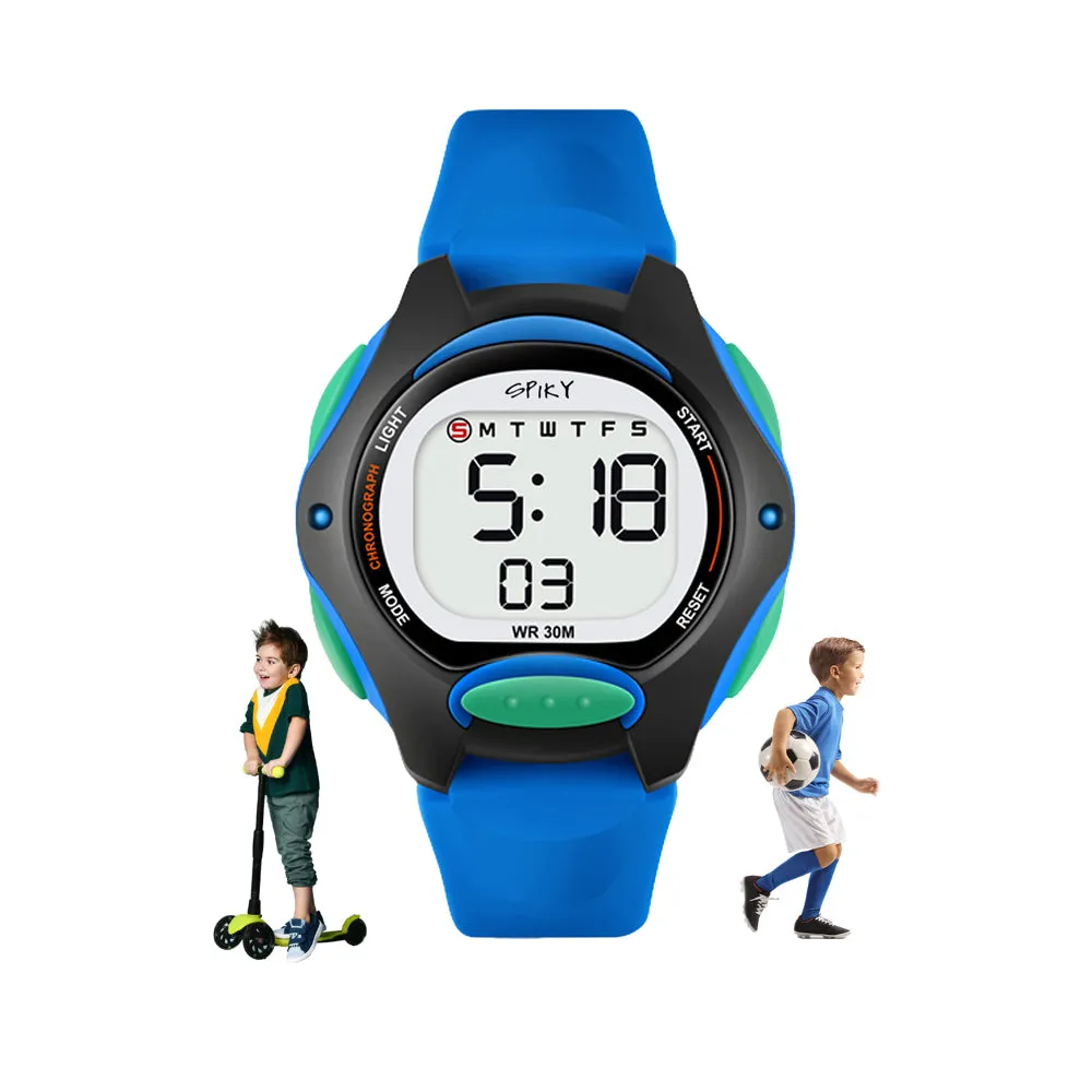 Spiky Round Digital Kids Sports Watch - Blue