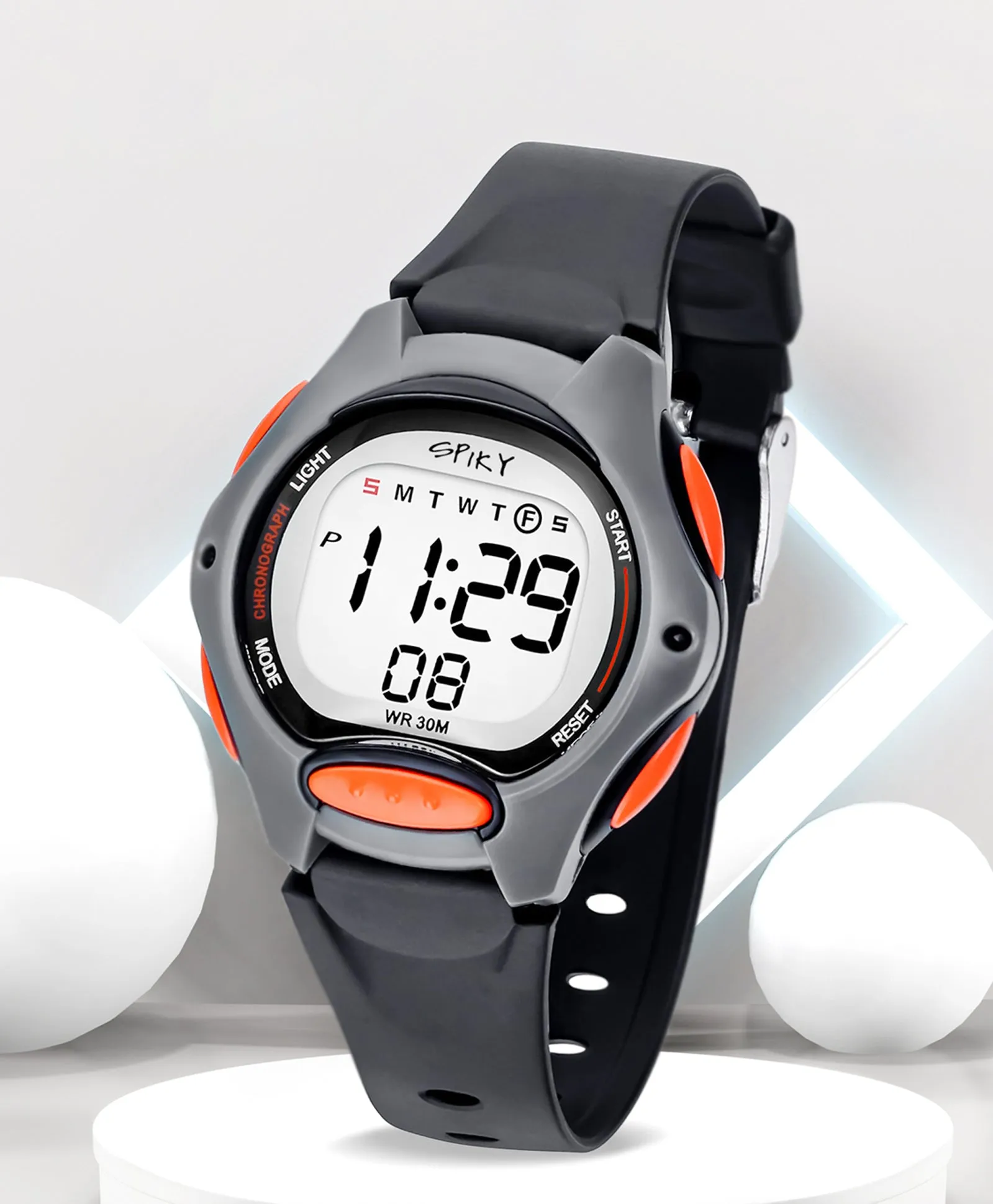 Spiky Round Digital Kids Sports Watch - Blue