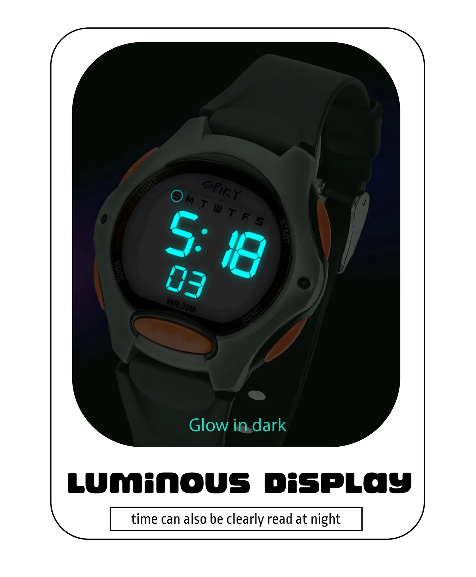 Spiky Round Digital Kids Sports Watch - Blue