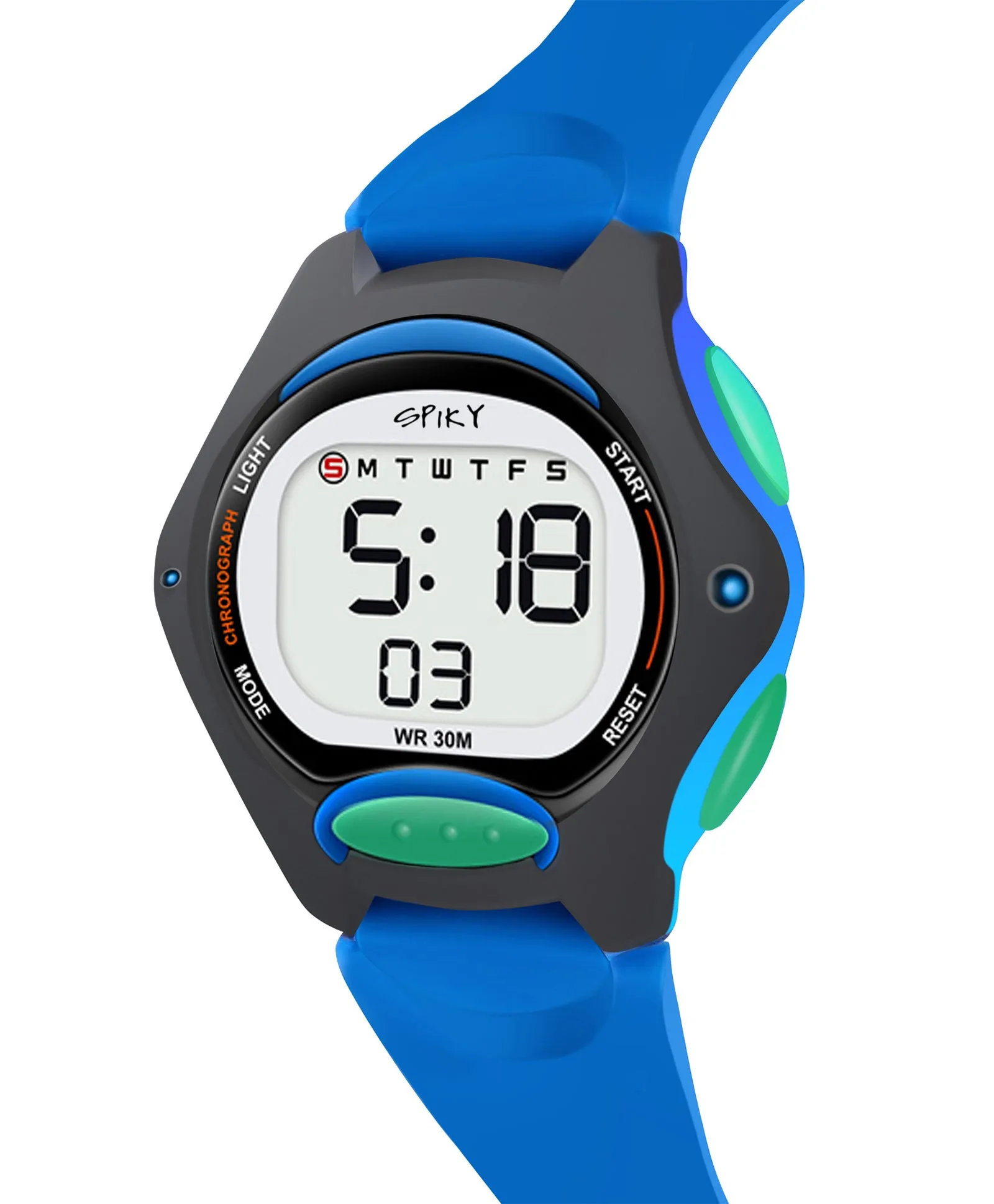 Spiky Round Digital Kids Sports Watch - Blue