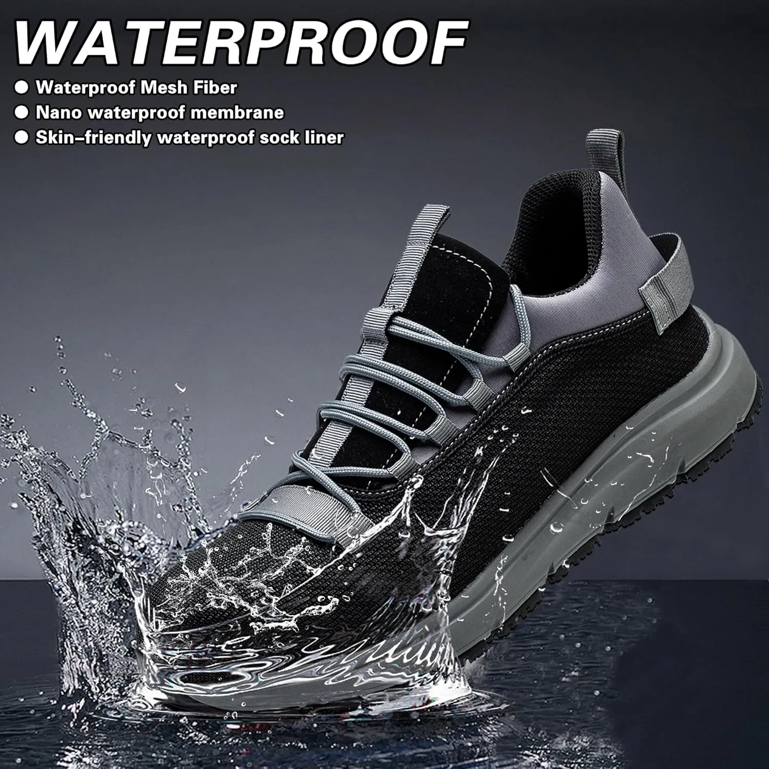 Steel Toe Non Slip Work Shoes for Men WomenWaterproof Lightweight Safety Sneakers