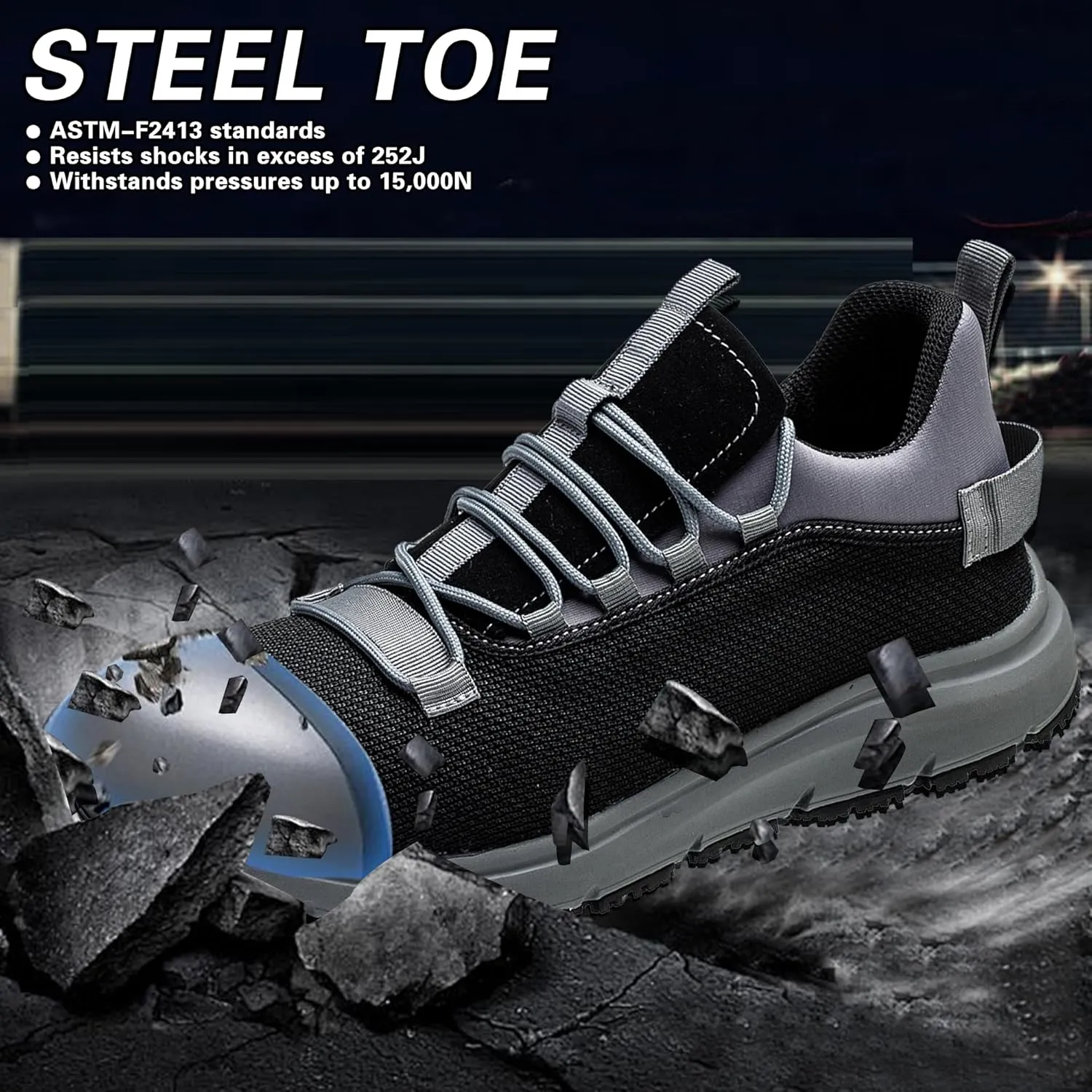 Steel Toe Non Slip Work Shoes for Men WomenWaterproof Lightweight Safety Sneakers