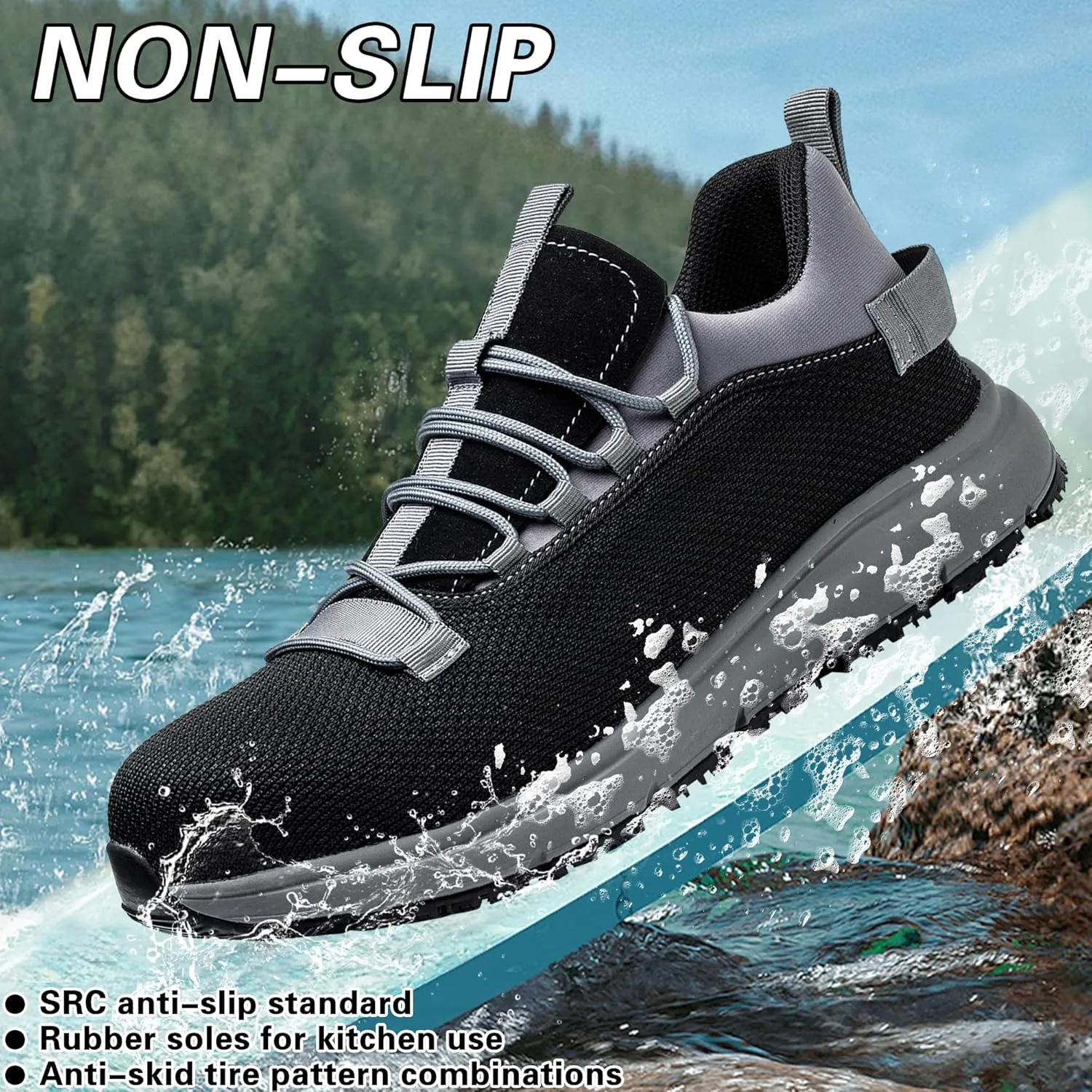 Steel Toe Non Slip Work Shoes for Men WomenWaterproof Lightweight Safety Sneakers
