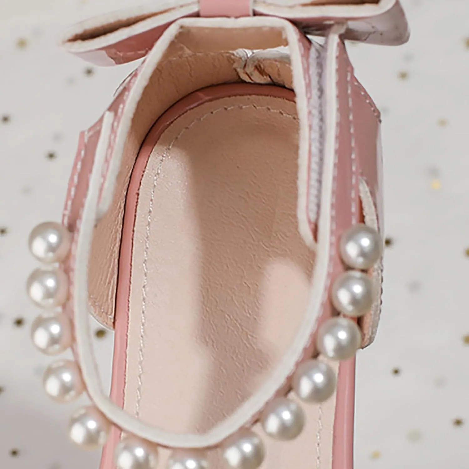 Summer Dress Shoes for Kid/Big Kid Children's Sandals With Pearls Sweet Lace Thick Heels Square Toe Soft Sole Children's Sandals